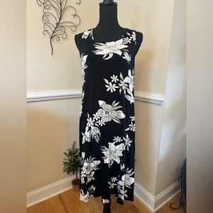 Old Navy Women’s Black Floral Flowy Soft Comfort Tank Fit&Flare Dress EUC L